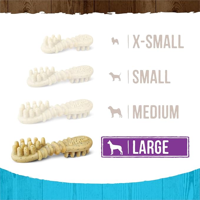 Merrick Fresh Kisses Natural Dental Chews, Toothbrush Shape Treat Infused With Real Mint, For Large Dogs - 7 ct. Bag