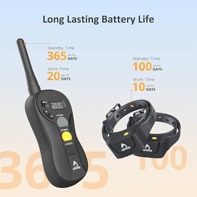 Patpet Shock Collars for Large Dogs with Remote 2 Pack - Dog Training Collar with Remote, IPX7 Waterproof Training Collar with Beep, Vibration, Shock Modes
