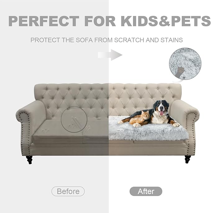 Waterproof Dog Bed Cover, Soft Plush Pet Blanket with Anti-Slip Back for Bed Couch Sofa, Furniture Protector for Small, Medium and Large Dogs and Cats (Magic Gray, 82"x102")