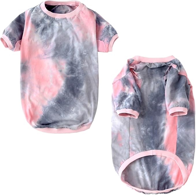 Tie Dye Dog Shirt for Large Dogs Breathable Cotton Dog Clothes Dog Pajamas Big Dogs Shirts Boy Girl L, Pink Tiedye