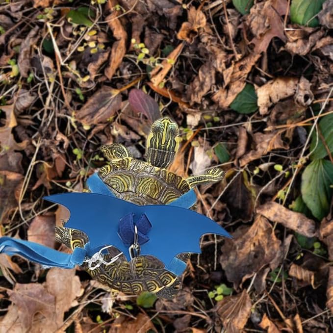 Turtle Harness and Leash with Wings- Harness Strap Chest Collar Adjustable Rope Walking for Turtle Reptile(Blue L