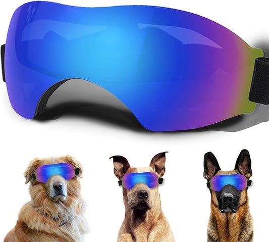 Large Dog Sunglasses with Adjustable Strap, UV Protection, Winproof, Snowproof, Suitable for Large Dogs