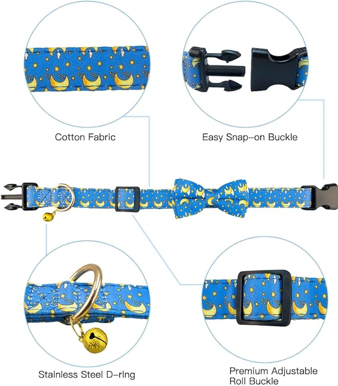 SuperBuddy Dog Collar, Adjustable Dog Collar with Bowtie, Pet Collar for Dog Soft Bowtie Dog Collars for Small Medium Large Pet