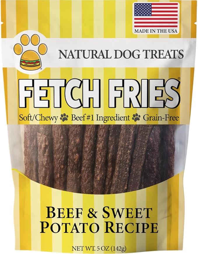 Beef and Sweet Potato Jerky, All Natural Dog Treats, Soft and Chewy, Made in USA, Grain Free (5 oz)