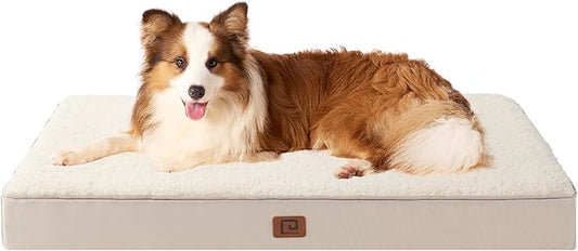 EHEYCIGA Orthopedic XL Dog Beds for Extra Large Dogs with Removable Washable Cover for Crate, Camel, 41x27