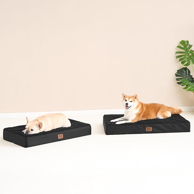 EHEYCIGA Orthopedic Medium Dog Beds for Small Dogs with Removable Washable Cover for Crate, Black, 30x20