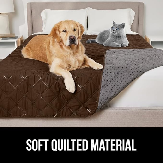 GORILLA GRIP Waterproof Dog Bed Cover 82x102, Pet Blanket for Furniture, Sofa, Couch, Crate, Car, Sofa Throw Essential for Cats and Dogs, Tear and Slip Resistant Leakproof Cushion Cover, Chocolate