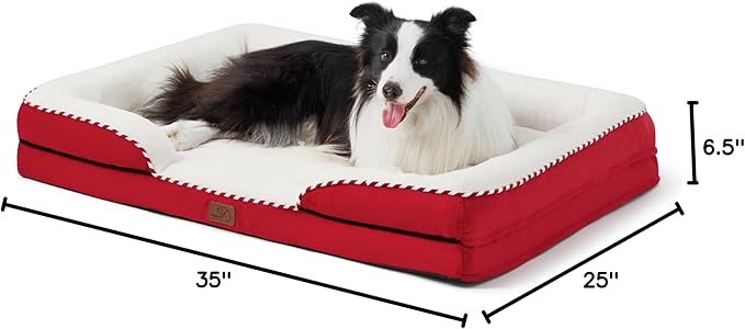 Bedsure Orthopedic Dog Beds Large Sized Dog - Washable Large Dogs Bed Waterproof, Big Comfort Pet Couch with Washable Removable Cover, Supportive Foam Pets Sofa with Nonskid Bottom, Candy Cane