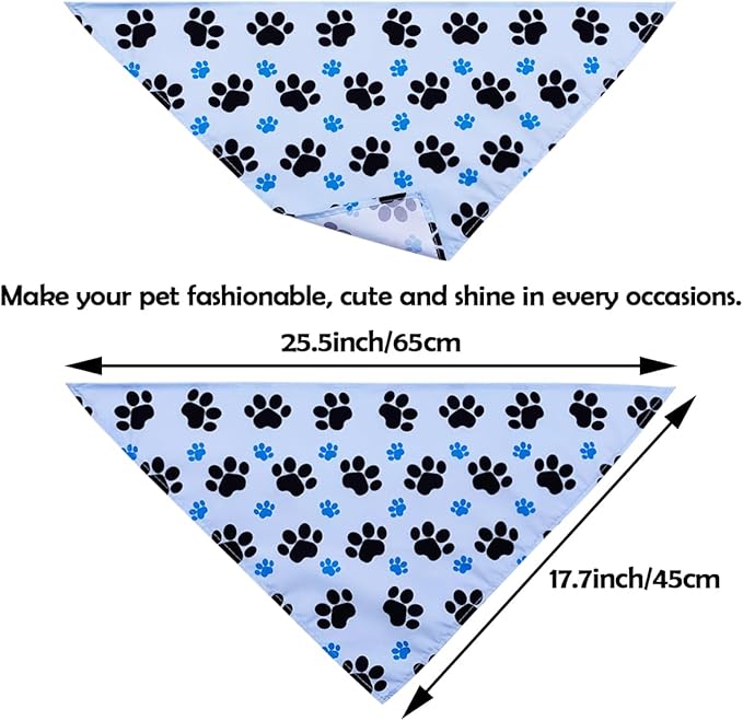 30Pcs Paw Print Dog Bandanas Bulk for Small Medium Pets Adjustable Cat Scarves Daily Birthday Party Wedding Holiday Bone Yorkie Triangle Bibs Scarf for Girl Boy Grooming Accessories