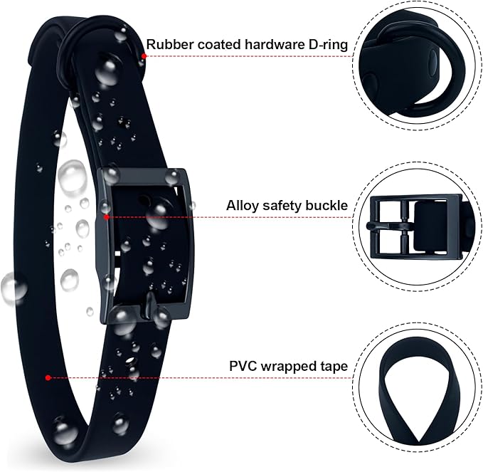 Waterproof Dog Collar with Coated Metal Buckle, Soft and Easy to Clean Soft Rubber Dog Collar, Adjustable Pet Collars for Small Medium Large Dogs