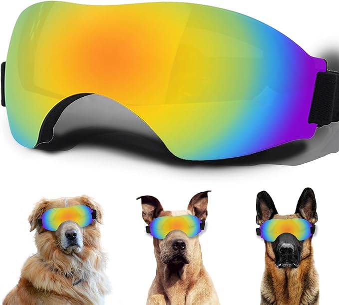 Large Dog Sunglasses, Dog Goggles with Adjustable Strap, UV Protection, Winproof, Snowproof