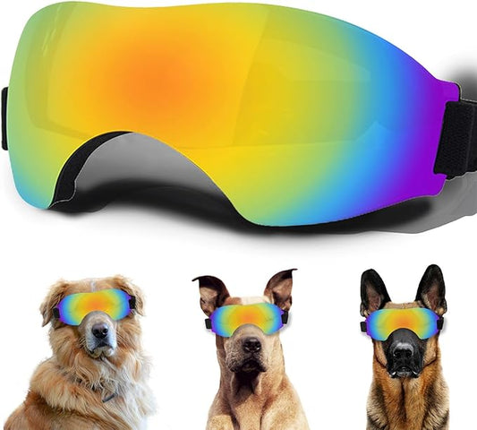 Large Dog Sunglasses, Dog Goggles with Adjustable Strap, UV Protection, Winproof, Snowproof