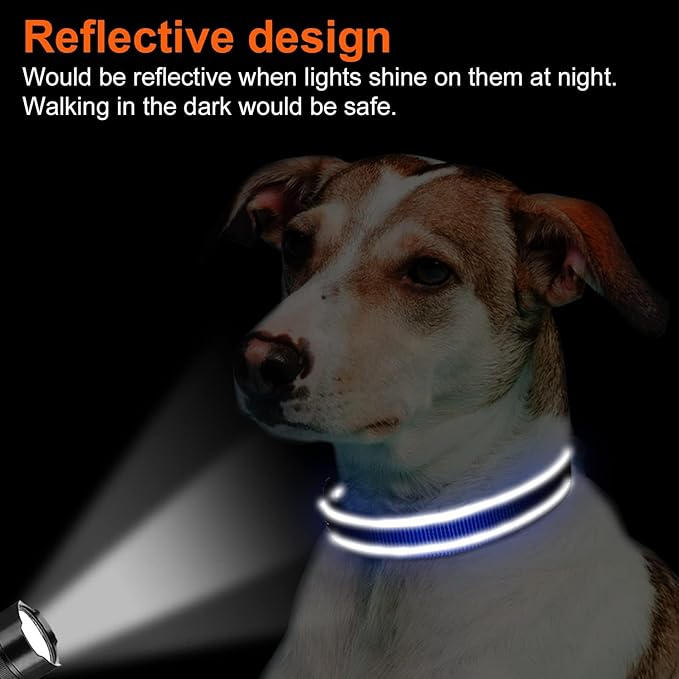 Joytale Reflective Dog Collar,Soft Neoprene Padded Breathable Nylon Pet Collar Adjustable for Large Dogs,Navy Blue,L