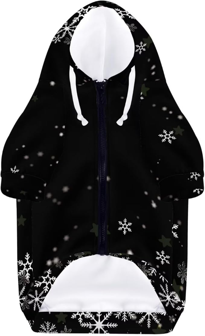 Howilath Christmas Snowflakes Dog Sweatshirt with Hood Warm Pet Clothes Comfortable Hoodie Streetwear for Small Medium Large Dogs