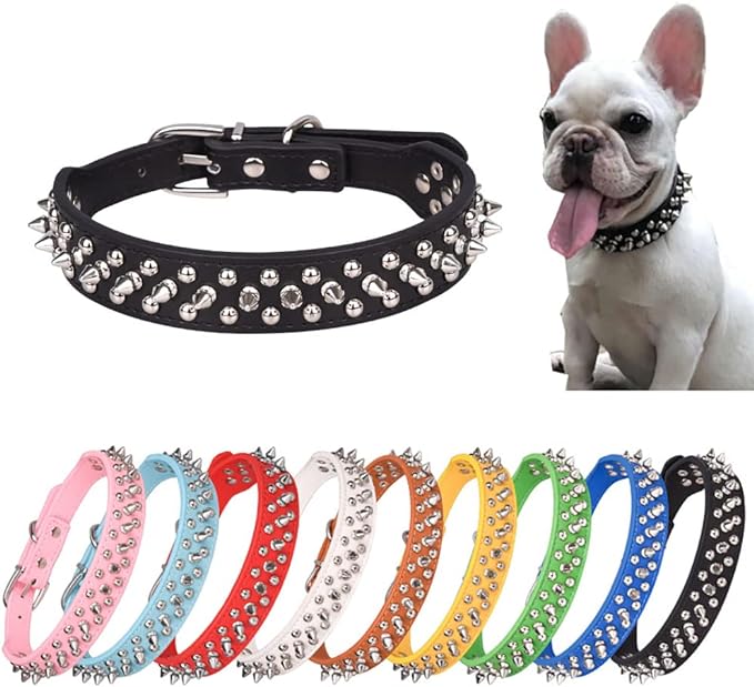 Spiked Dog Collar Soft Pu Leather Mushrooms Rivet Spike Studded Puppy Adjustable Cat Collars Black XXL
