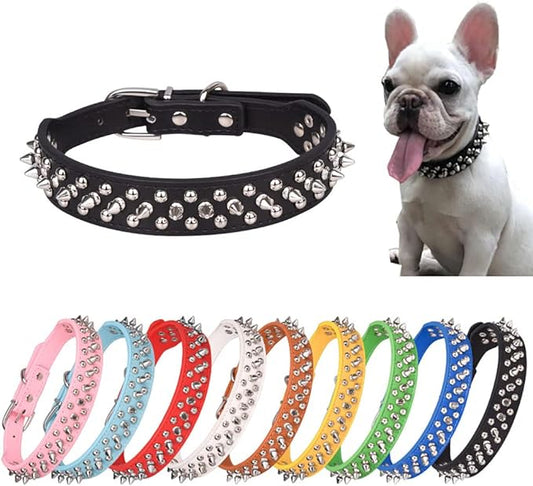 Spiked Dog Collar Soft Pu Leather Mushrooms Rivet Spike Studded Puppy Adjustable Cat Collars Black XXL