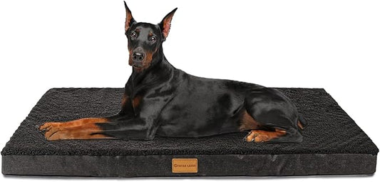 Patas Lague Orthopedic Jumbo Dog Bed for Extra Large Dogs 56''X40'', Soft Comfortable Waterproof Egg Crate Foam Jumbo Pet Beds Mat with Removable Washable Cover, Black
