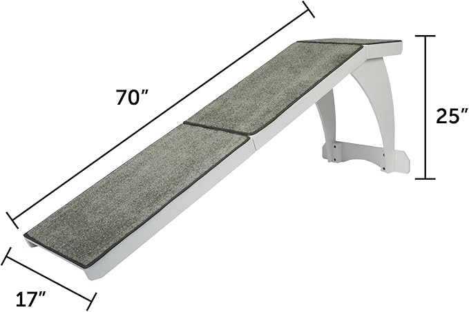 PetSafe CozyUp Wooden Bed Ramp for Cats & Dogs, Furniture-Grade with High-Traction Carpet Surface, White
