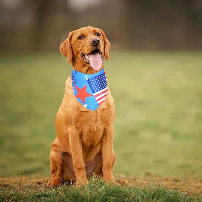 50PCS 4th of July Memorial Day Dog Bandanas Large Bulk American Flag Patriotic Balloons for Extral Large XL XXL Breed Scarves Independence Day Party Grooming