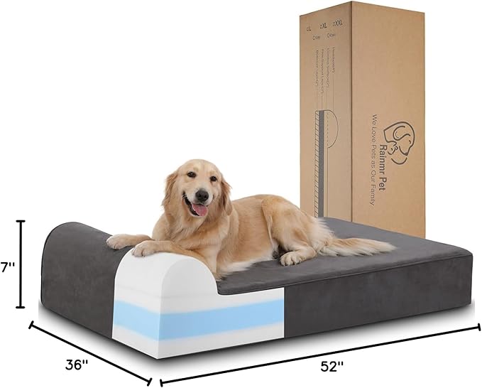 7" Orthopedic Dog Bed for Large Dogs and Extra Large Dogs - XL Dog Bed with Scratch-Resistant Microsuede Cover & Machine Washable Removable Waterproof Cover Jumbo Dog Bed (X-Large, Grey)
