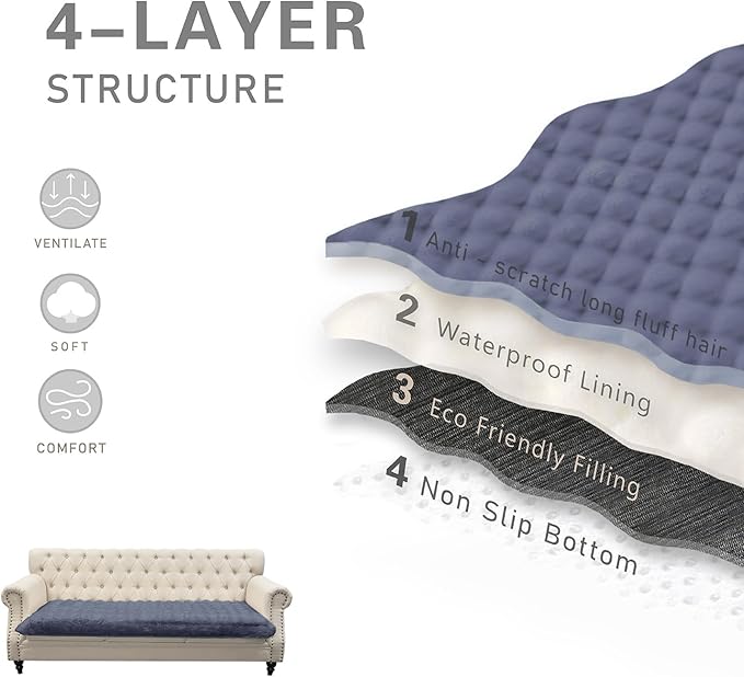 Waterproof Dog Bed Cover, Soft Plush Pet Blanket with Anti-Slip Back for Bed Couch Sofa, Furniture Protector for Small, Medium and Large Dogs and Cats (Noble Grey-Bubble, 30"x53")