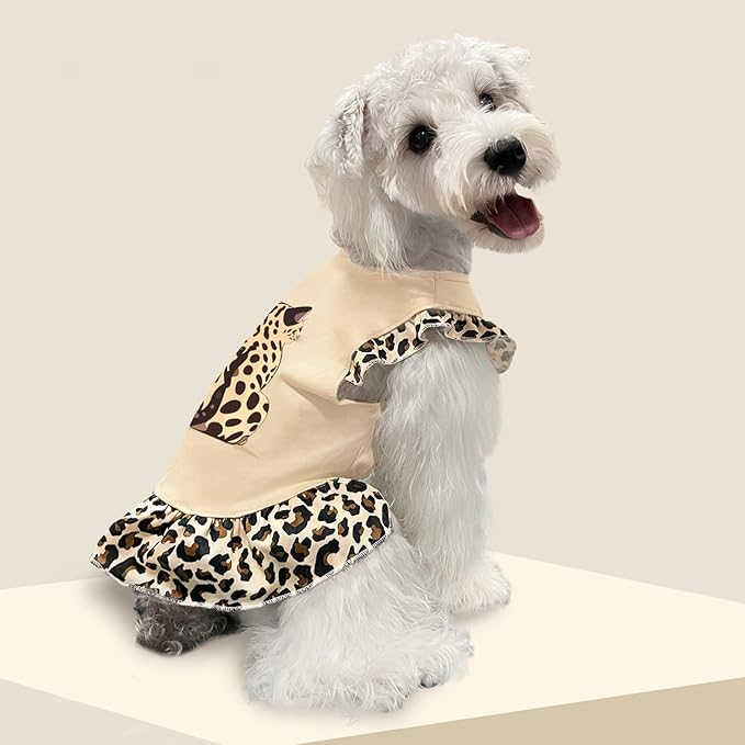XPUDAC 4 Pack Dog Dresses Cute Printed Puppy Clothes for Small Dogs Girl Chihuahua Doggie Outfits Tank Top Vest Dresses Cat Apparel,Small(Chest-15.6")