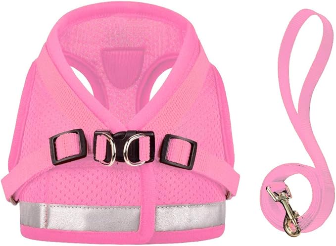 Supet Cat Harness and Leash Set - Soft Mesh Adjustable Cat Vest Harness with Reflective Strap for Walking Cat and Puppy Rabbit