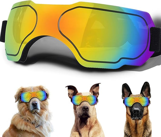 Large Dog Sunglasses, Dog Goggles with Adjustable Strap, UV Protection, Winproof, Snowproof