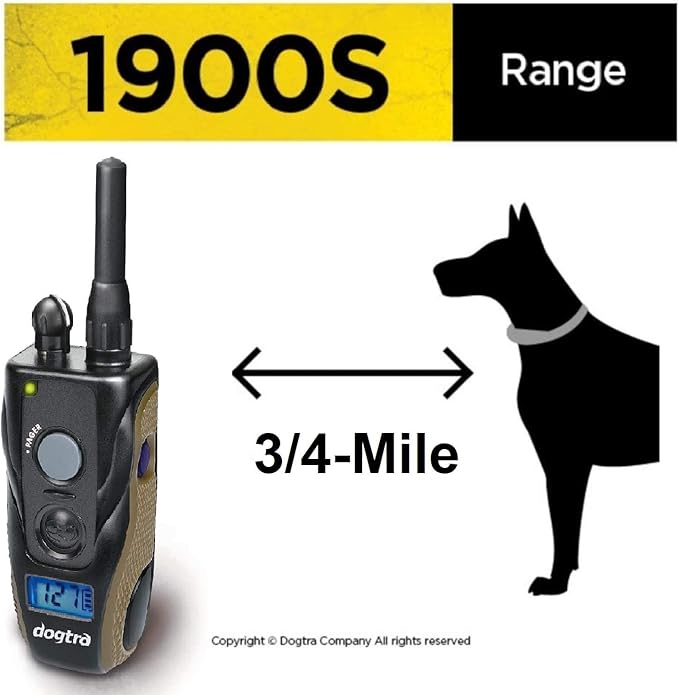 Dogtra 1900S Rechargeable Dog Training Collar - 3/4 Mile Range - Waterproof - Adjustable Levels for Dogs