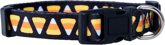 Native Pup Halloween Dog Collar- Spooky Fall Themed Horror Costume Collars- Skull, Pumpkin, Ghost, Bat, Witch, Candy Corn, Spider- Adjustable for Small, Medium, Large Breeds (Large, Candy Corn)