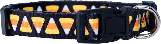 Native Pup Halloween Dog Collar- Spooky Fall Themed Horror Costume Collars- Skull, Pumpkin, Ghost, Bat, Witch, Candy Corn, Spider- Adjustable for Small, Medium, Large Breeds (Medium, Candy Corn)