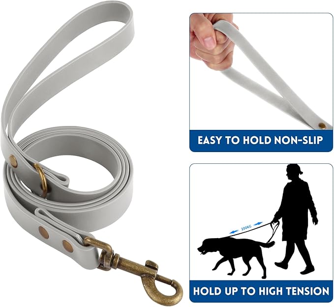 Wisedog Dog Collar and Leash Set Combo: Adjustable Pet Collars with Dog Leashes for Small Medium Large Dogs, Includes 1 Bonus of Poop Bag Holder (XL(Collar:16"- 25.5";Leash:6 ft), Grey)