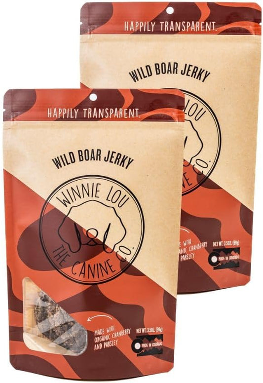 Winnie Lou Organic Jerky - USA Made, Human Grade Wild Boar Dog Treats (2 Pack)