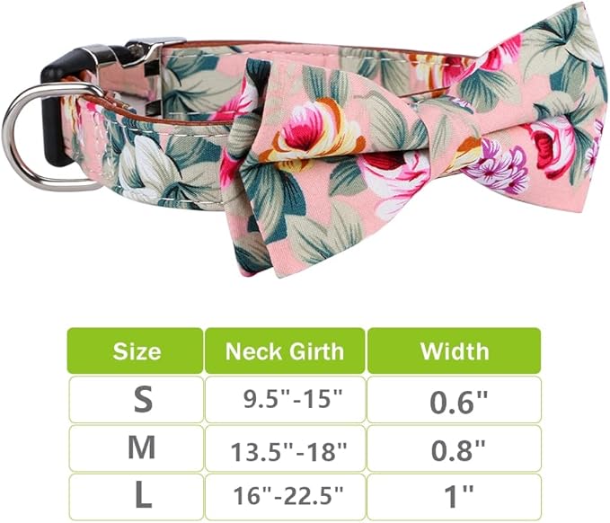 Faleela Cute Soft Girl Dog Collar with Bow, Bowtie Dog Collar for Boy,Detachable Adjustable Collar for Small Medium Large Pet