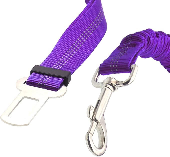 2 Dog Car Harness Seatbelt Seat Belt Leash Travel Accessories Bungee Anti Shock Pet Cat Adjustable Lead Clip Safety Seats Belts Purple