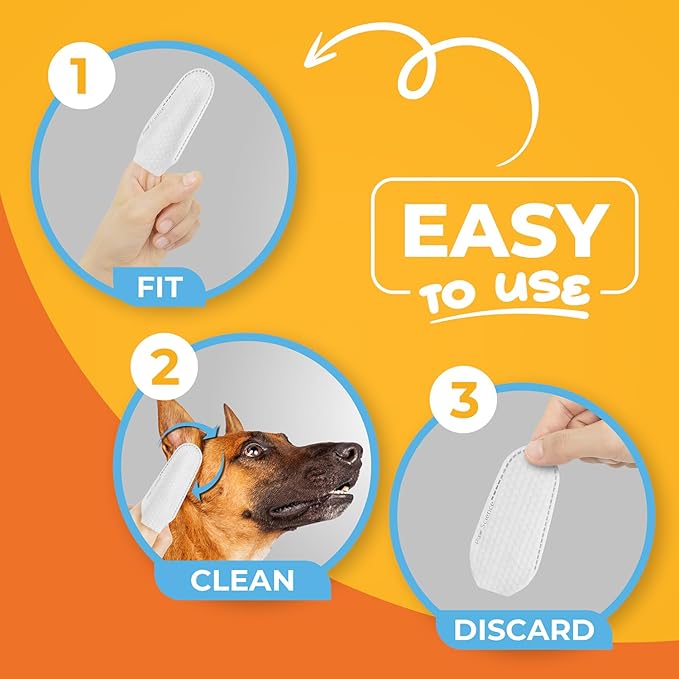 Dog & Cat Ear Cleaner Wipes – Pet Finger Wipes for Cats & Dogs – Cleaning, Soothing, and Deodorizing Itchy Ears – Ear Relief Solution Wash - Unscented