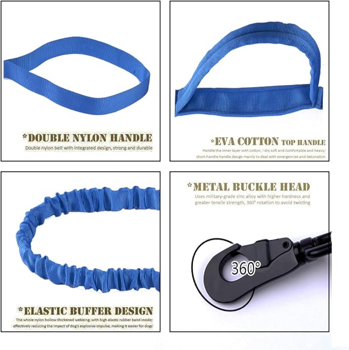 Xqpetlihai Tactical Dog Collar and Leash Set Adjustable Military Nylon Dog Collar with Control Handle and Heavy Duty Metal Buckle for Large Dogs(Dark Blue S