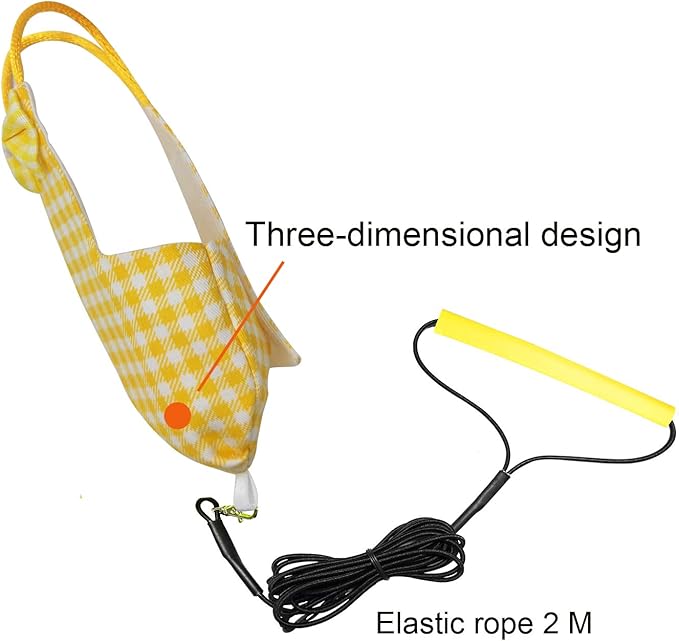 VANFAVORI Bird Diaper Harness Flight Suit Clothes with 80 Inch Flying Leash for Parrots Cockatiel Pet Birds Including A Cotton Pad, S Size, Yellow Checks