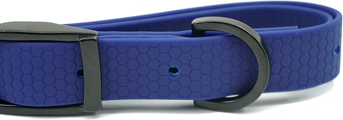 Waterproof Dog Collar, Odor & Chew Proof Adjustable Pet Collars, PVC Coated Durable Nylon Webbing for Small, Medium, Large Dog Breeds (Navy Blue)