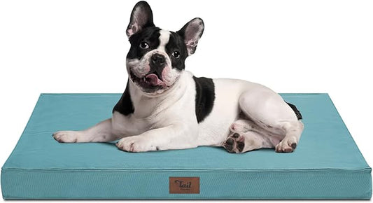 Outdoor Dog Bed for Medium Dogs, Waterproof Dog Crate Bed for Medium Dogs Cats, Orthopedic Egg Crate Foam Pet Bed with Washable and Removable Oxford Cover, Light Blue