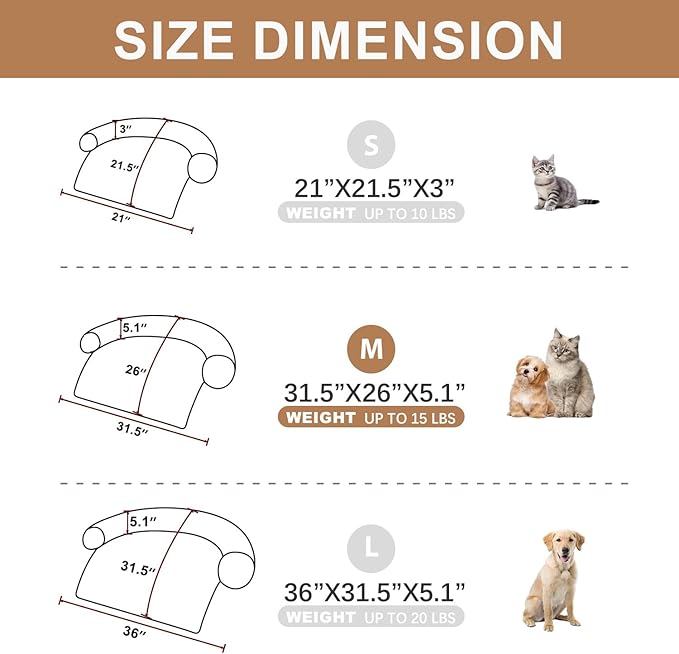 Dogs/Cats Bed Mats, Couch Cover for Dogs, Sofa Style Luxurious Mat for Pets, Waterproof Lining and Nonskid Bottom Perfect on Dog Crate, Cat Cage or in The Car. (Desert Brown, M)