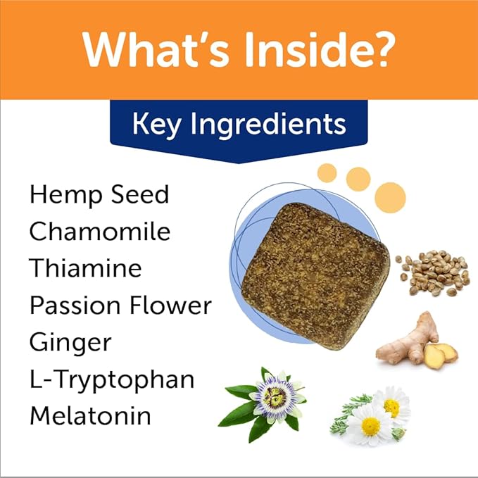 ThunderWunders Hemp Dog Calming Chews | Vet Recommended for Situational Anxiety | Fireworks, Thunderstorms, Travel & More | Made with Hemp Seed, Thiamine, L-Tryptophan, Melatonin & Ginger (180 Count)