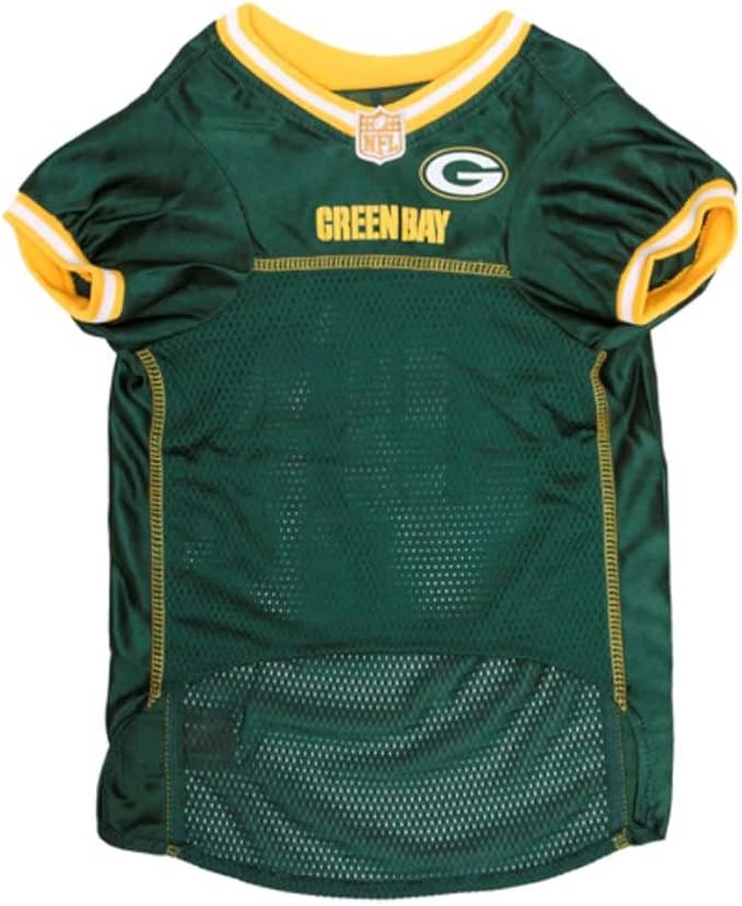 Pets First NFL Green Bay Packers Dog Jersey, Size Large - Best Football Costume for Dogs & Cats - Licensed Shirt