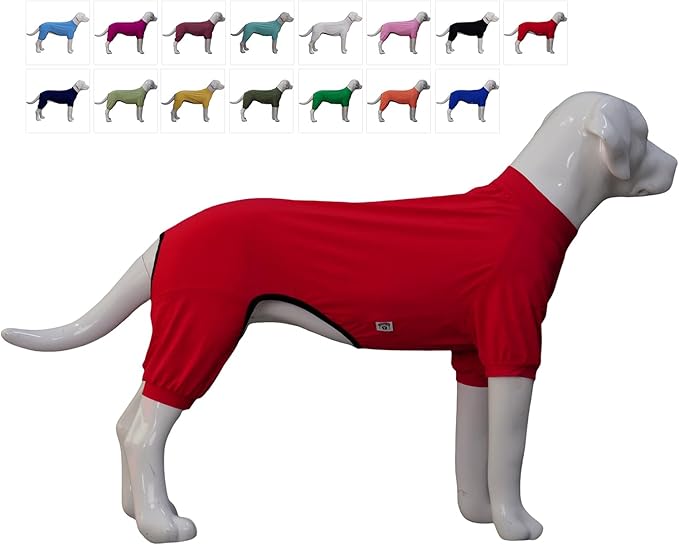 LoveLongLong Dog Jumpsuit with UV Protection and Quick-Dry Fabric for Spring Summer Pet Pajamas Red M