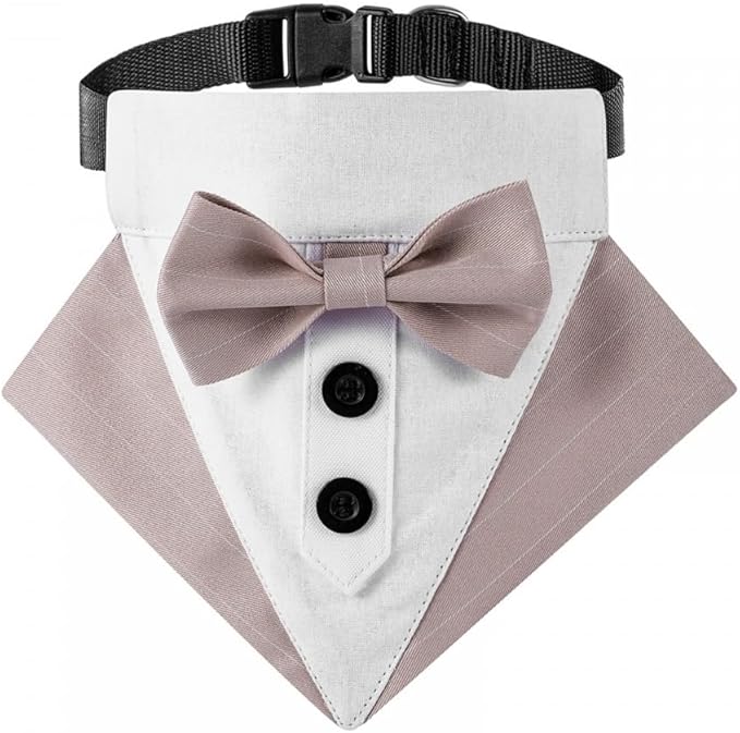 Dog Bowtie Bandana, Adjustable Formal Dog Tuxedo Collar with Bow Tie Pet Bowtie Collar for Boy Dog Wedding Grooming Birthday Party