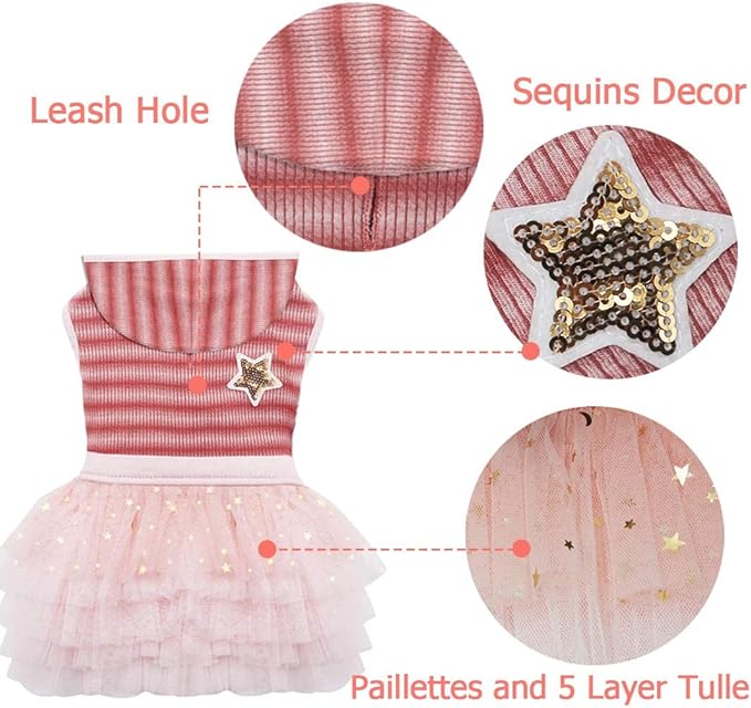 KYEESE Dog Sweater Dresses for Small Dogs with Hoodie Cat Dress Puppy Dog Dress with Leash Hole
