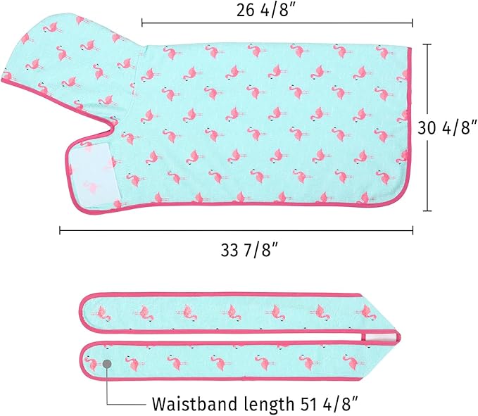 HDE Dog Bathrobe Super Absorbent Quick Drying Towel with Hood for All Dog Breeds Sizes S-XXL - Flamingos - XL