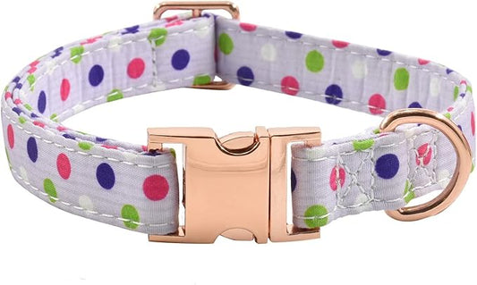 Metal Buckle Dog Collar, Durable Adjustable Dog Collar Soft for Small Medium Large Dogs (Purple Point, S(10-14in)