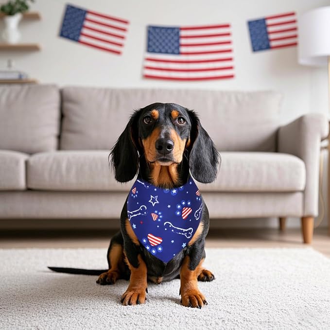 100PCS 4th of July Memorial Day Dog Bandanas Bulk for Small Medium Dog Patriotic American Flag Bandana Boy and Girl Scarves Independence Day Parties Parades Grooming Accessories