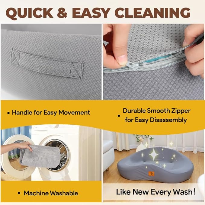 Orthopedic Dog Beds for Large/Medium Dogs, 9'' Thick Pure Memory Foam Dog Bed with Removable Washable Cover, Waterproof Couch Pet Bed, 60D High Density, Chewproof, Easy Cleaning, Grey